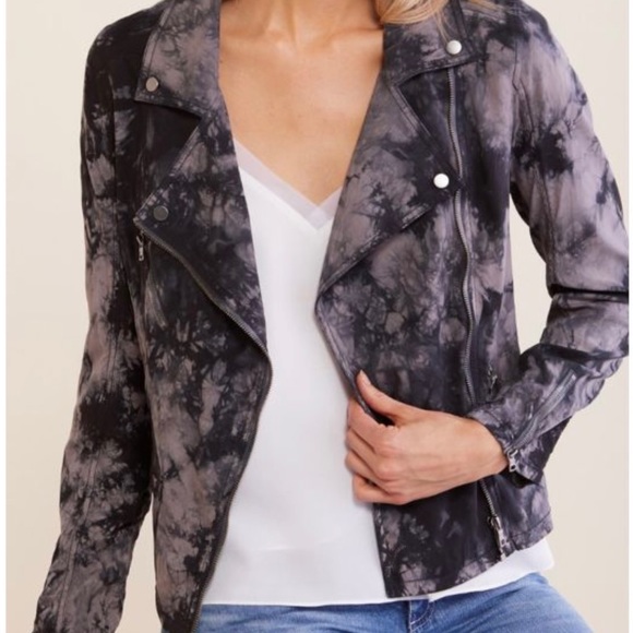 Marrakech Tie Dye Amber Moto Jacket - Color Black and Gray Size XS - Picture 1 of 7